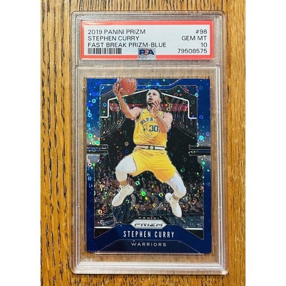 2019 Panini Prizm Fast Break Blue Stephen Curry /175 PSA 10 Gem Mint #98